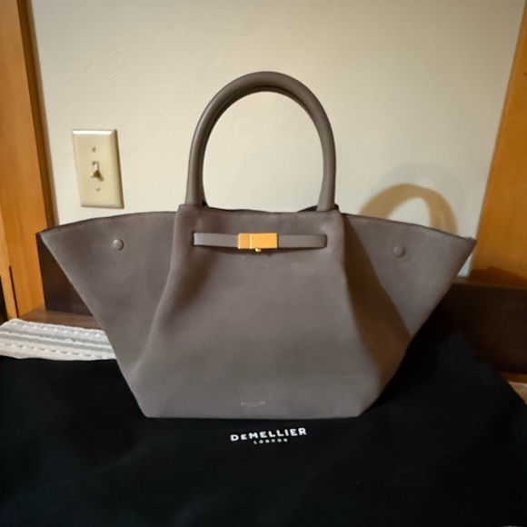 🔥NWT‼️ Authentic DeMellier New York Midi Gray Suede Leather Bag✨✨✨ - Picture 7 of 11